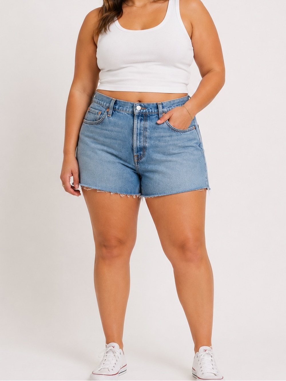 Levi’s 501 Mid-Thigh Shorts 34 Light Wash High Rise Raw Hem NWT Denim Streetwear